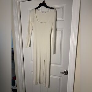 Cream Ribbed Knit Midi Dress Size M Bridal Shower
